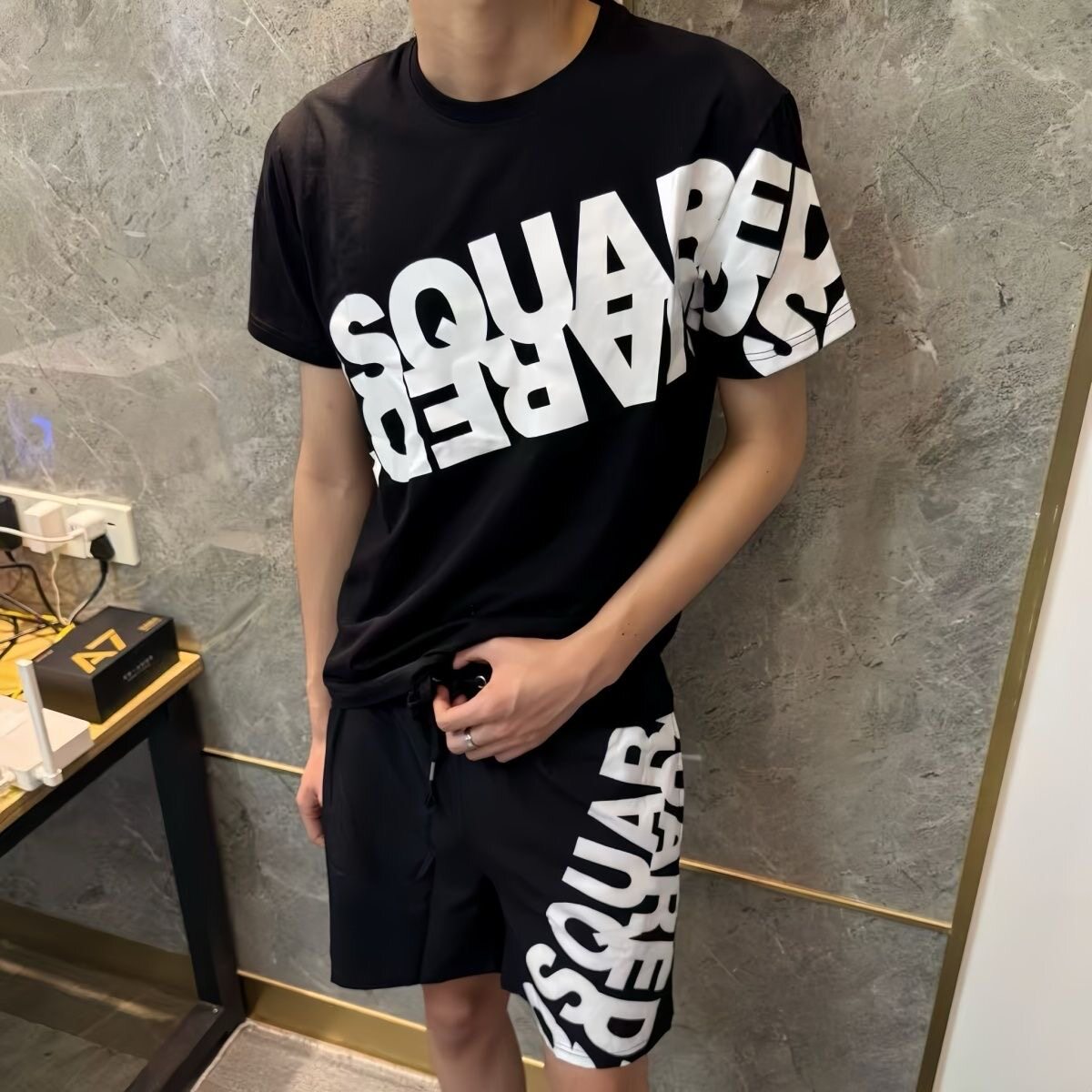 夏季网红同款字母印花重磅纯棉T