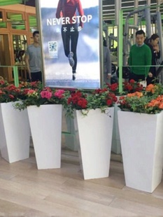 时尚 欧式 落地花瓶 饰 简约现代 玻璃钢正方形大花瓶 酒店商场装