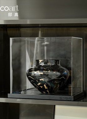 欧式古典大堂艺术品五星级酒店装饰品前台背景柜黑色陶瓷花瓶摆件