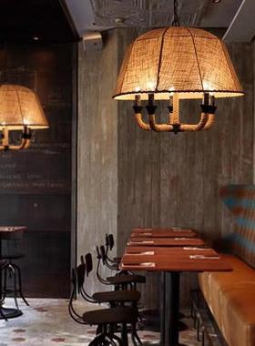 美式乡村复古吊灯田园风卧性室客餐厅创OCJ意个艺术饰装铁艺厅麻