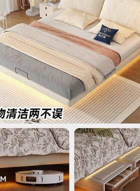 现代简约悬床浮奶油风主41623卧1米8双人包大象耳床朵布艺软婚床