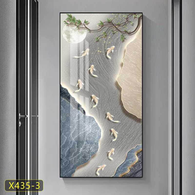 九鱼图入户玄关装饰画对现代轻厅252奢走廊道挂画简约过客正门壁