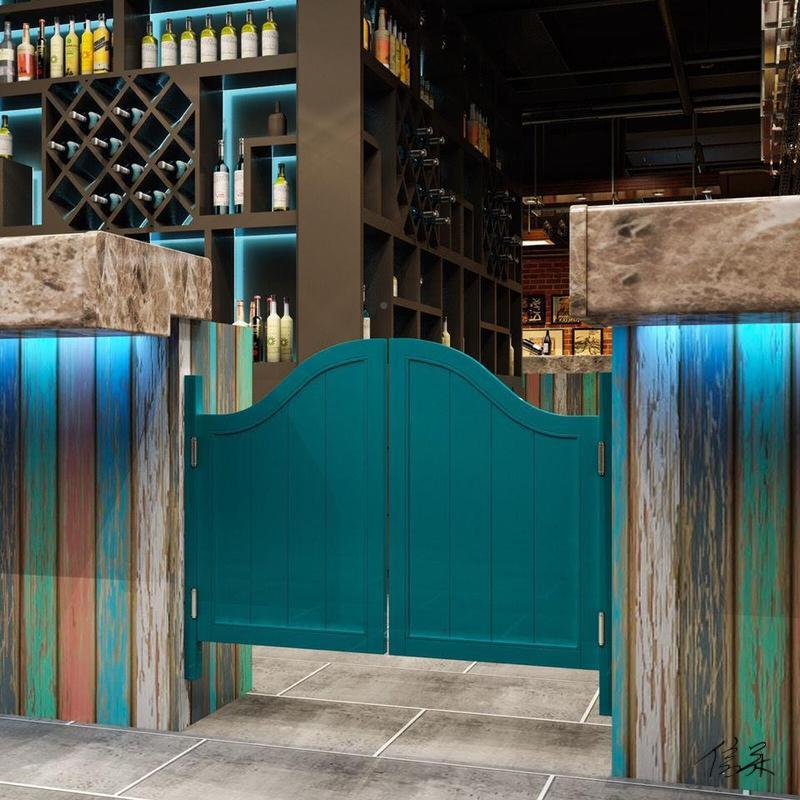 吧台门KNB半腰矮门双开过道门半腰门栅栏门吧门酒弹格簧门门分半