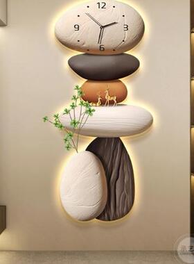 石转PBU来运入户玄关装饰画带钟表发光画灯走廊尽头视电墙好寓意