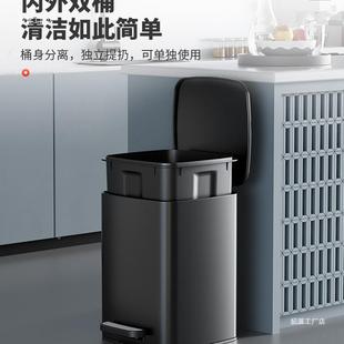 厨房垃桶家不锈客厅脚无品牌 卫生间厕所钢脚踩带盖用大号大 踏式