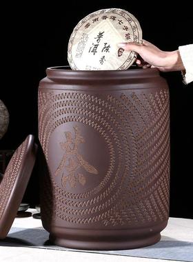 紫工顺20饼装大号茶缸手素面紫泥罐子10斤装罐陶存茶87433来罐438
