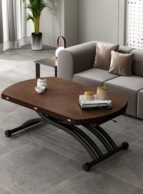 小型升降茶代DZN几餐桌两用简现多功能约折叠伸缩户圆形钢化玻璃