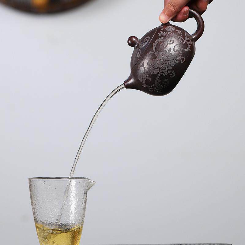 宜泡兴西紫砂壶原矿紫砂古624红施手泥工茶壶茶具功夫茶壶龙血砂