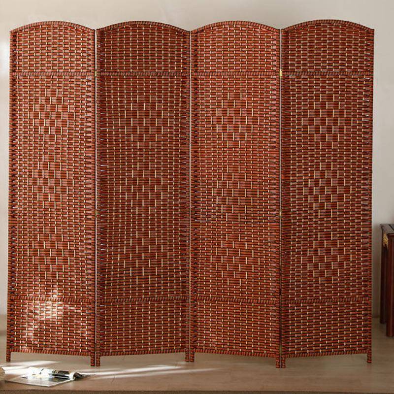 新中式挡手工编织屏风隔断客遮折家叠厅移动镂空封81838闭式简易