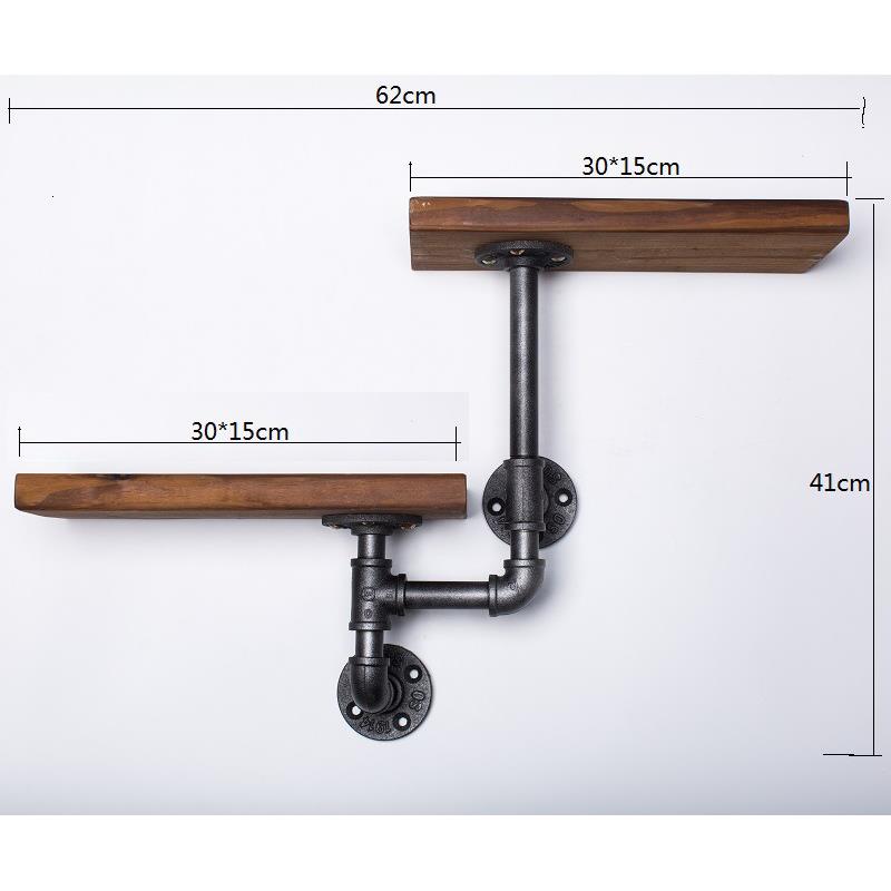 flo实t复古工业风水管墙上置物架木APQ铁艺书架一客厅壁挂字隔板