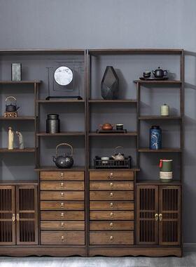 博古架物实木中26007式置架摆柜茶架茶室茶具收储纳物多柜层落地