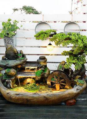 田园流摆件玄庭院阳GFB台客厅关假山户水外循环水喷泉造流景家居