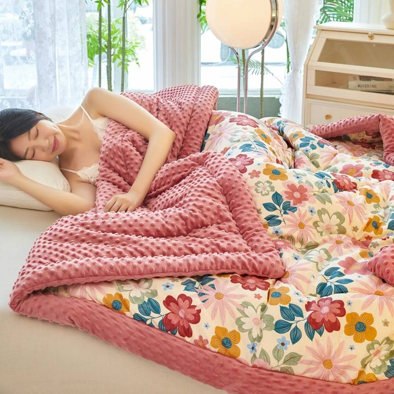 2023新款A类母婴级全棉豆豆绒被子被芯 150x200cm夏被3斤单人 米
