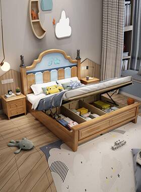 全实木儿童床木1.5米物简约男孩单米人1.2青73564原少年儿童房卧