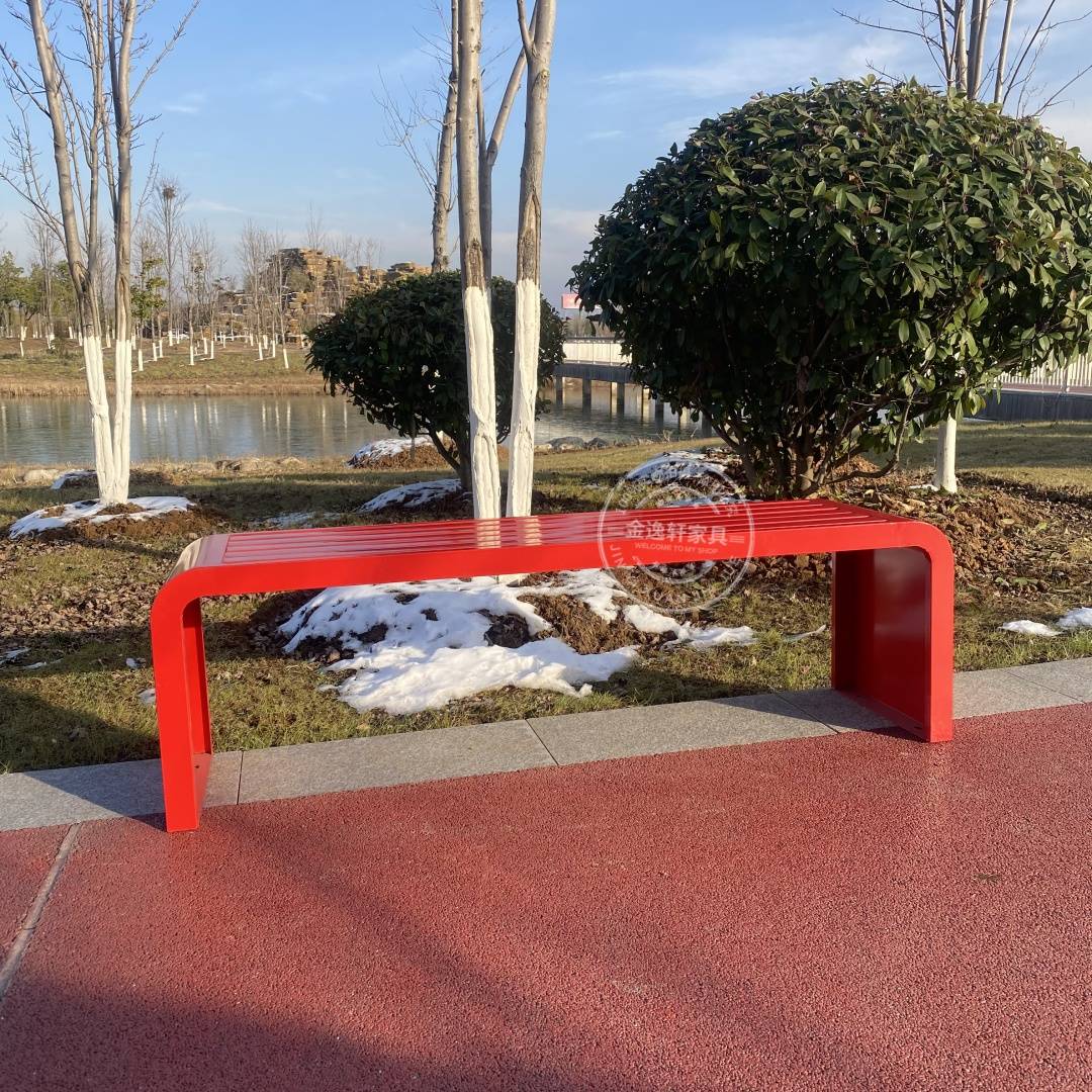 0A全铁艺白黑色公园椅户外长椅室外防水长条凳商场休息座椅长条椅