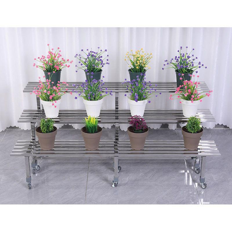 带轮不锈钢花阶梯式移动台组合阳架多肉多层可架TBF花盆架可拆分