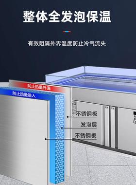 示柜冷藏保鲜柜不锈钢商用冰市点台超海65104鲜卧式菜柜展冷冻柜