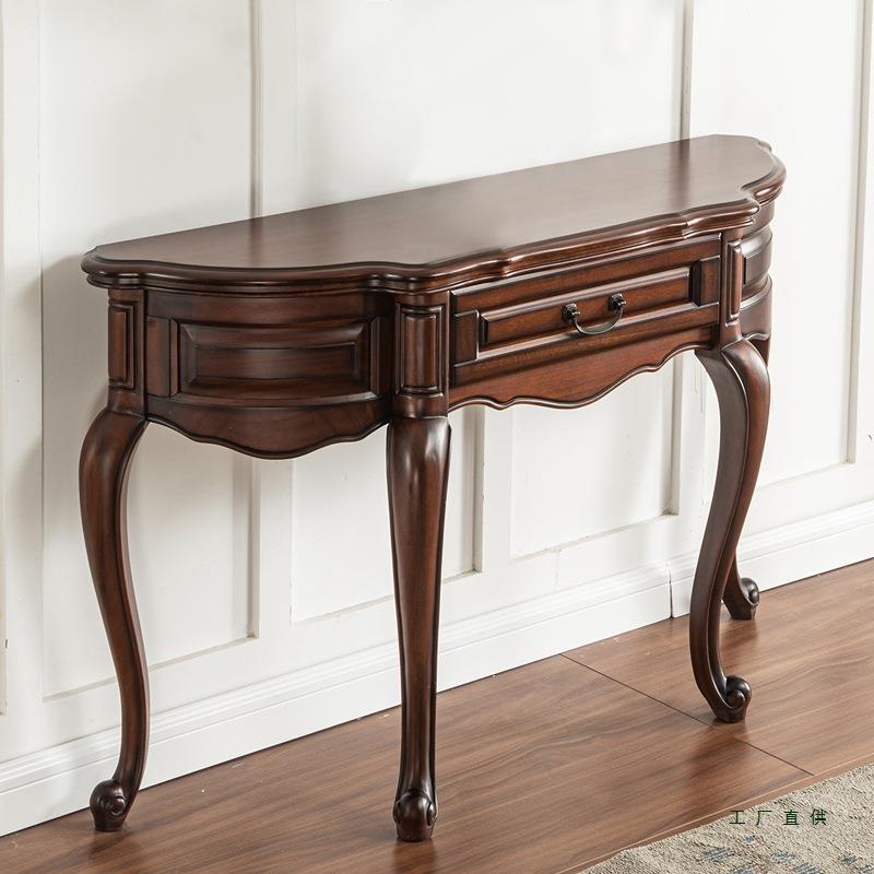 美全实木玄关沙24800桌半圆玄玄关台欧式发背几门厅关柜复古靠墙