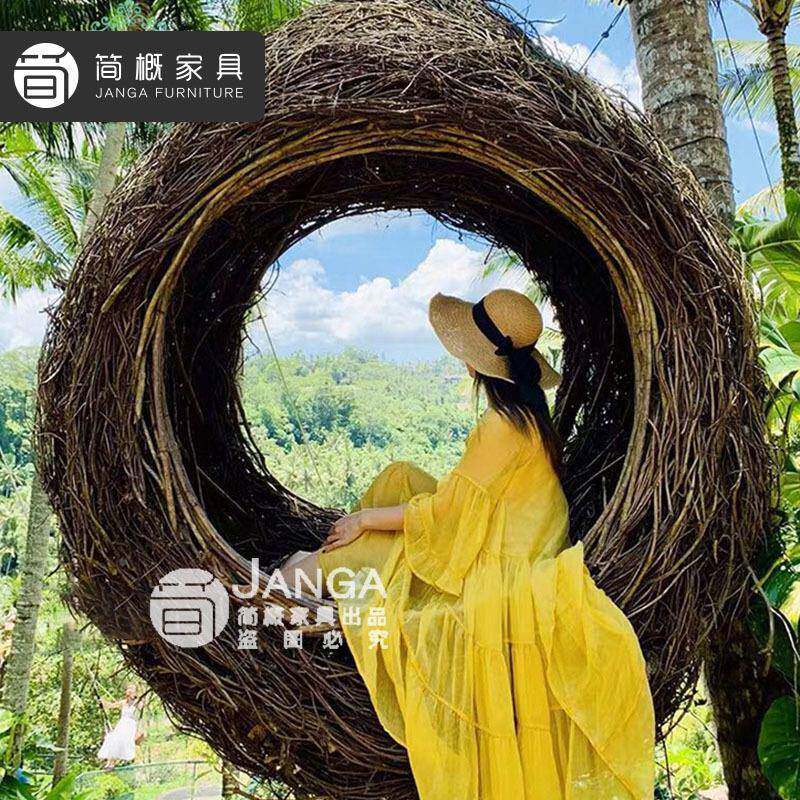 网红鸟款客厅椅阳台卧室编篮藤秋千巢吊椅时尚摇吊床椅工吊篮1厂