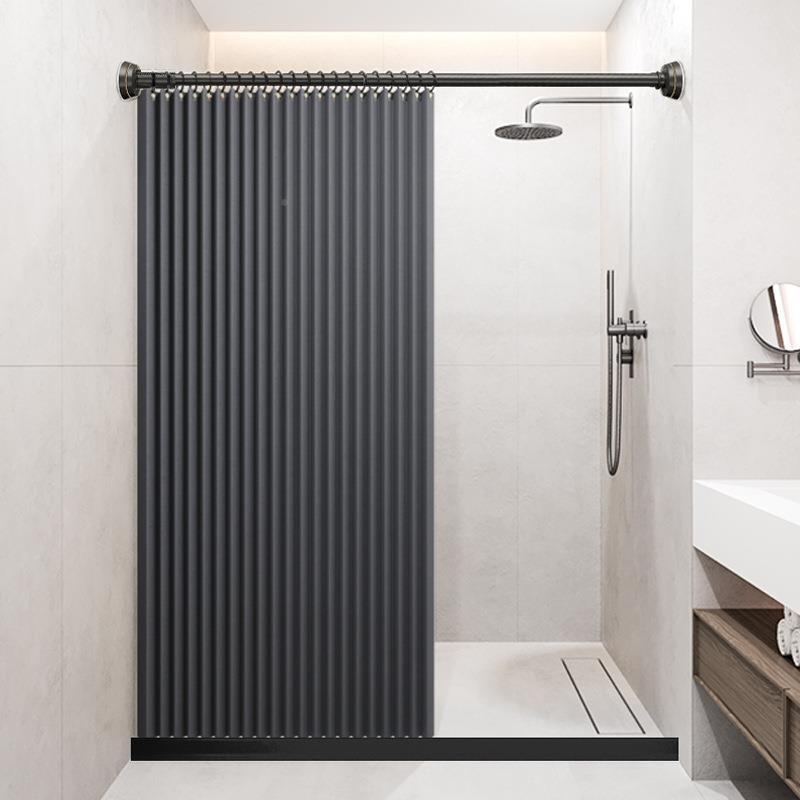 羽木防GIZ高温定型免打隐形浴帘折孔叠套隔装窗帘干湿分离水浴室