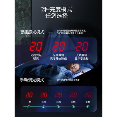 2025新款数数表字时钟码年电子钟万年历挂钟温度家用客厅钟HG2158