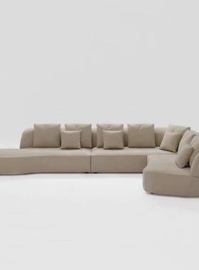 奶油风现网代简约红创意设计师轻极简奢异合形转角组客厅布艺LOC