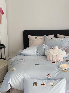 25宿春款卡通男孩60支长绒棉四舍件全棉绣花被75147套学生纯套棉