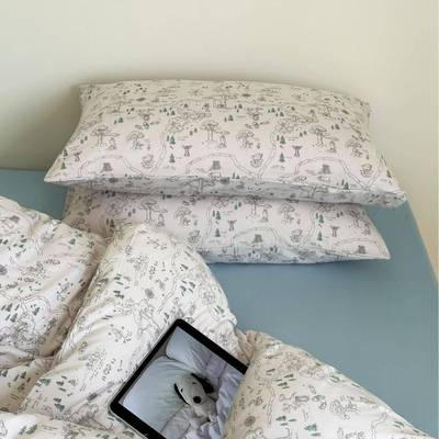 A类全棉针织四件套天竺棉花纯棉日式床用棉70856品双人套成人被印