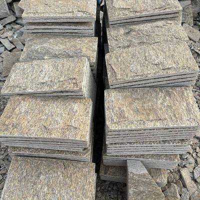 天然YPI蘑菇石外墙砖仿古灰文化石黄红色粉砂岩色别墅庭院鼓包石