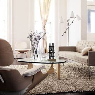 设计师极简野口勇茶几网红原木轻奢艺术感玻璃茶桌客厅家用小户型