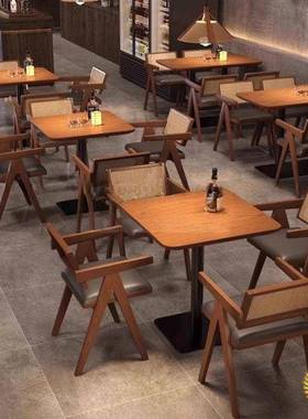 中古风实木桌家用饭简约桌客厅长桌子餐复桌古原79271木书白蜡木