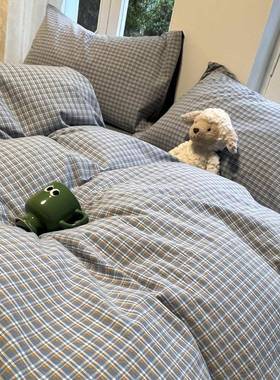 纯棉水洗棉件FBL上四套100全棉学生床格品子被套床床单人三件套床