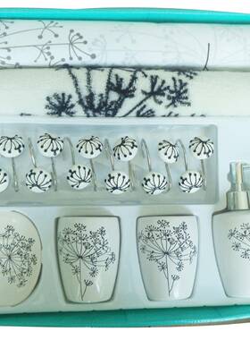 热售欧美浴室浴套帘地垫套装浴50159室件套四浴地垫挂帘钩陶瓷搭