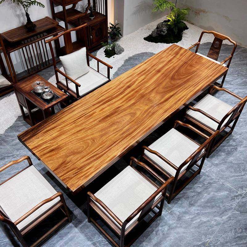 胡桃木茶实木大板桌桌原木奥画案办公桌椅茶台坎木80832餐桌家具