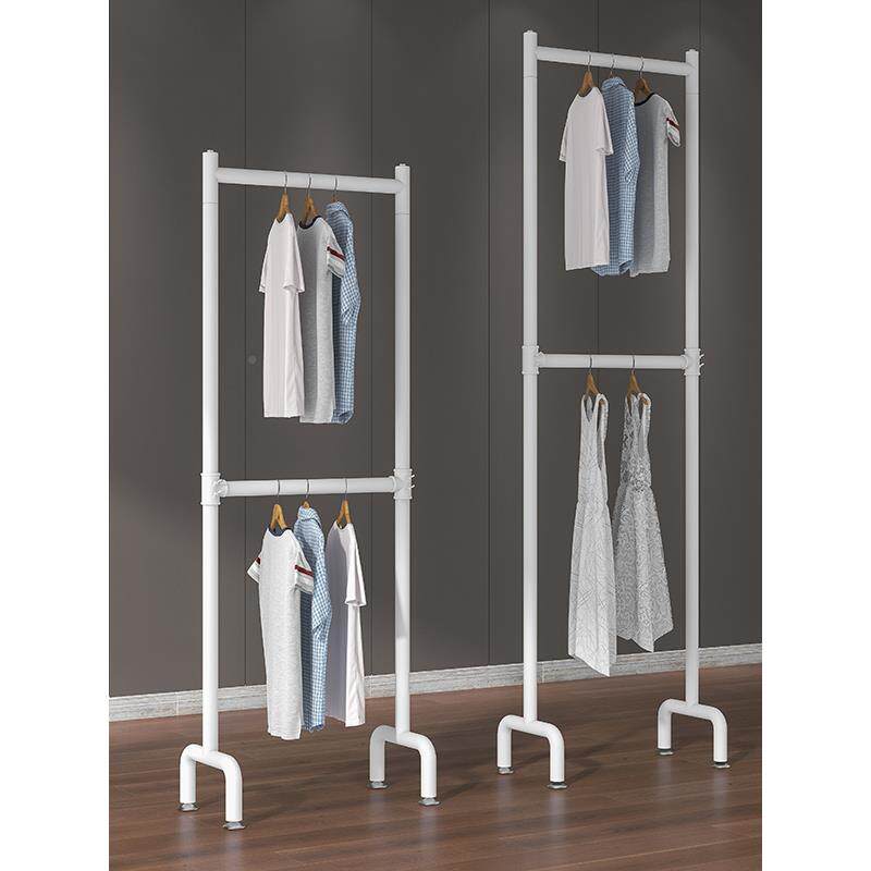 窄衣架落地后卧衣室服收纳架子超IYA小型衣帽架双层上下挂衣架门