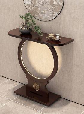 玄台关轻奢玄关置物台新式供条案入户正PRV中对门半圆过道柜端景