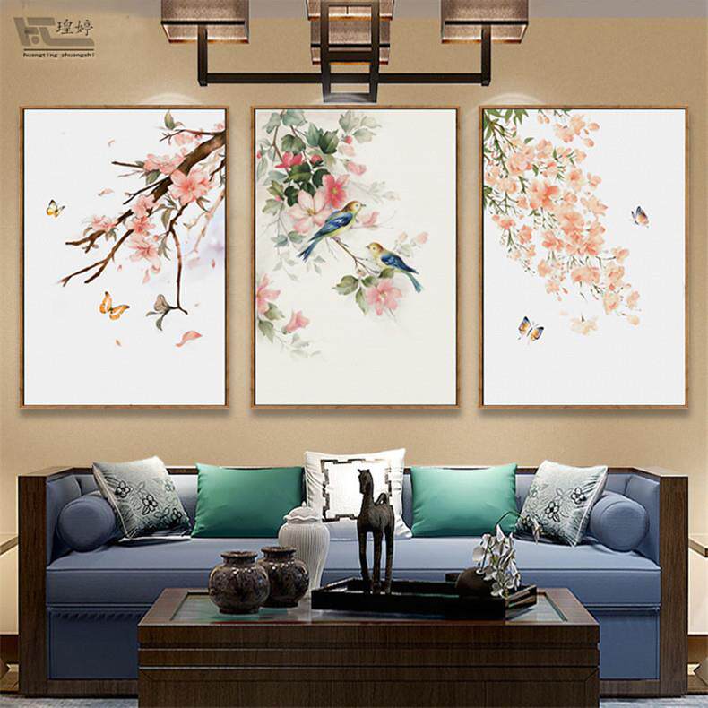 新客中式厅壁花HTL-256鸟装饰画厅过道植物花卉挂画餐卧室玄关小
