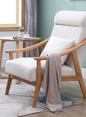 靠高背椅单人沙发轻奢实木椅子老人椅家用客厅阳84690台休躺闲桌