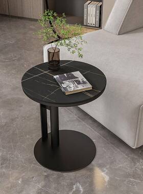 意式形圆边几轻奢岩板约c41446型沙边桌客厅发阳台大理石小茶桌简