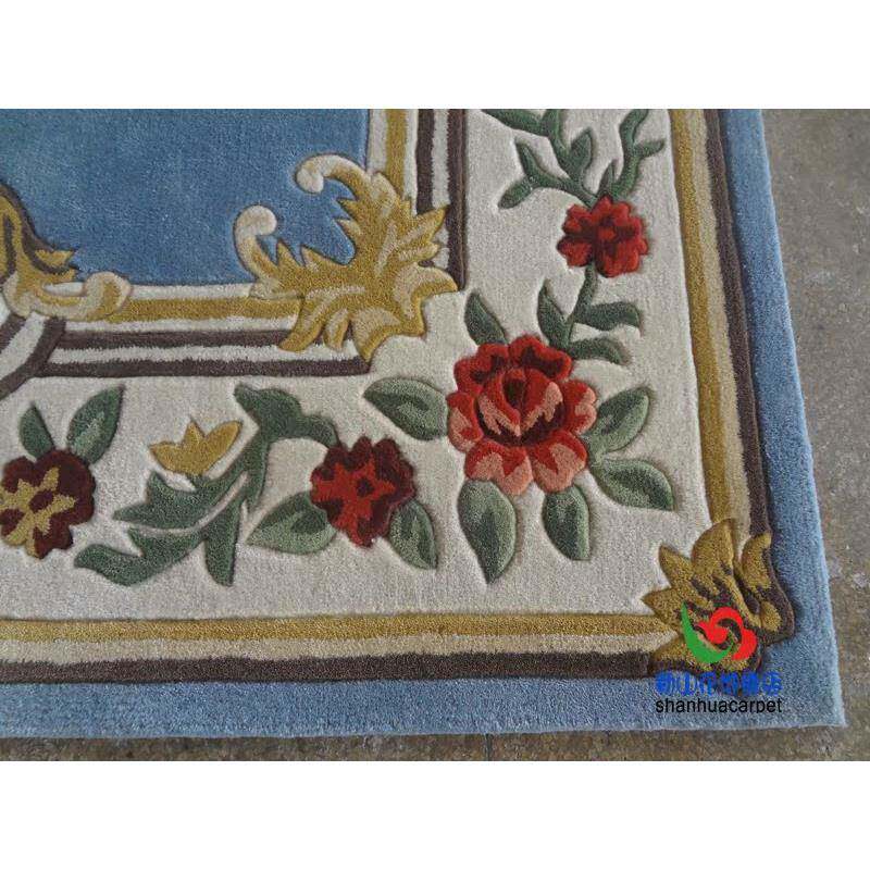 新西兰进口花23416羊毛蓝色欧田式园朵客厅茶几沙发地毯卧室房床