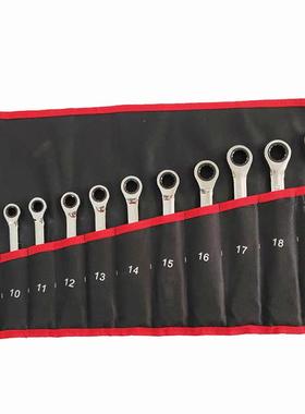 12PC两用棘轮用扳手2齿7活CRP动头套装机挂修汽修工具帆布两袋组