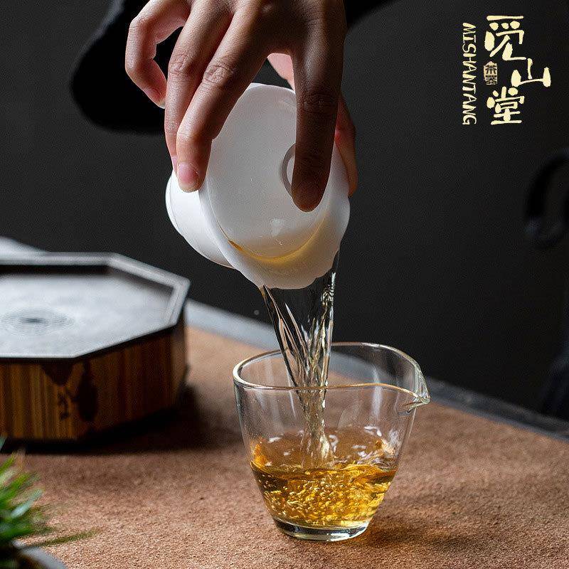 德化冰瓣种瓷盖碗白瓷玉沏茶敬碗家LDG用陶瓷泡茶碗羊脂玉花盖碗