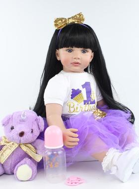 60米黑棕发可选重娃生婴发52369儿仿真娃长发公厘主儿童玩具