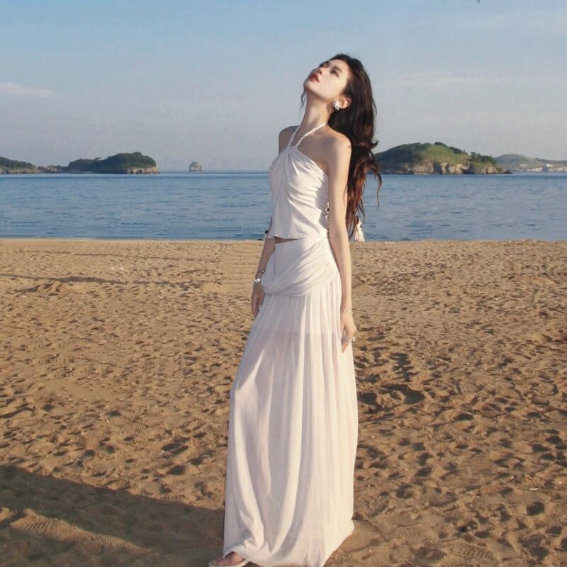 慵懒松弛感套装女夏季新款外穿吊带背心上衣休闲百搭半身裙两件套