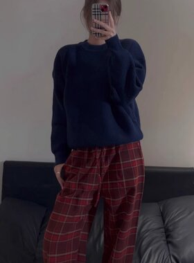 鼓鼓小妞休闲直筒裤子