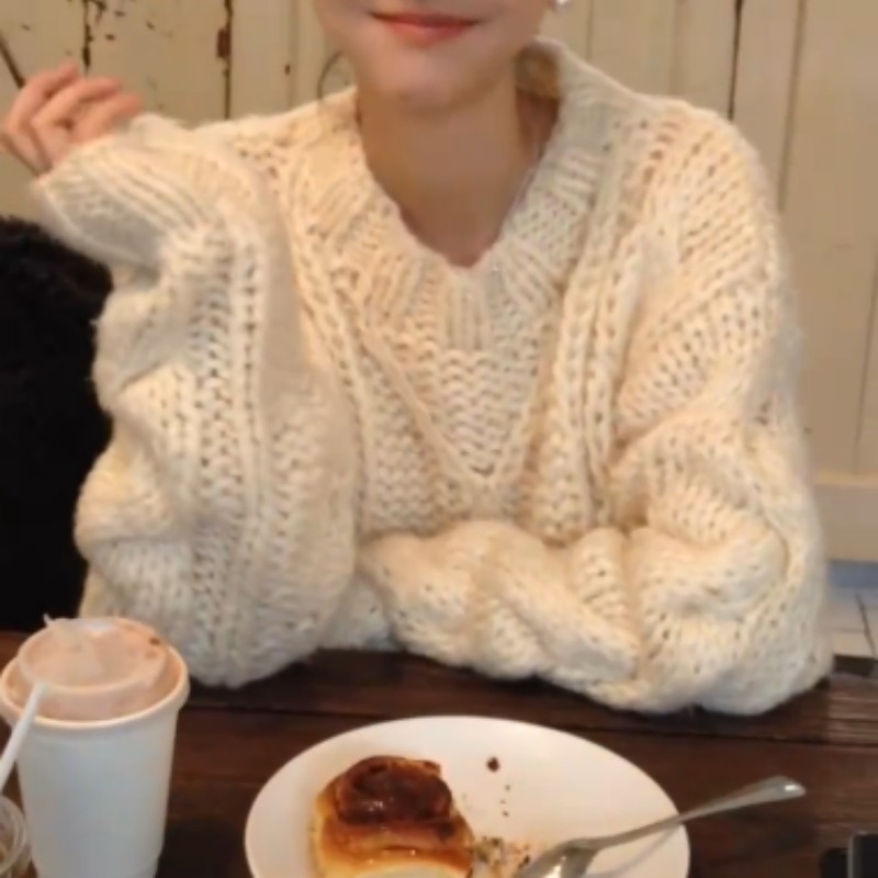 慵懒风松弛感软糯麻花针织毛衣女2026秋季新款宽松百搭长袖上衣