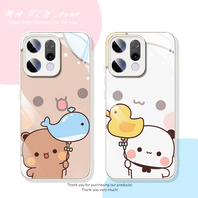 适用于oppo玻璃手机壳一二布布