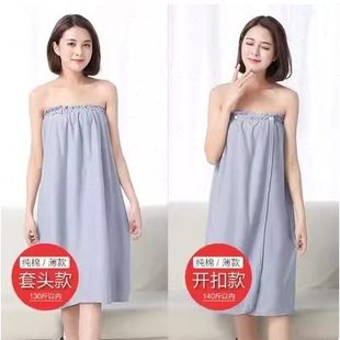 浴袍胸睡衣抹胸浴裙汗蒸按摩服客纯棉人裹裙厚半身客美容院桑拿 款
