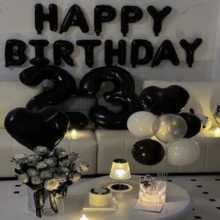 饰品布置背景墙 派对男孩酒店女孩生日快乐道具网红气球场景惊喜装