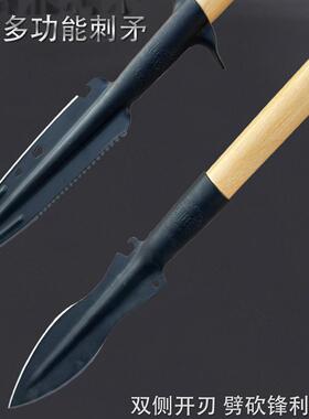 户外矛头铲野营越野祖鲁矛锰钢露营钓鱼车载防身加强铁锹加硬开山